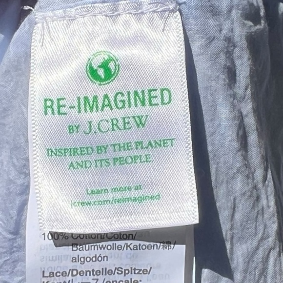 🌻J. Crew Daisy-chain Blue Peplum Short Sleeve Top w White Embroidery Size M - Picture 9 of 10